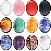 BBTO 12-Piece Worry Stones - Black Obsidian Crystal Thumb Stones for Stress Relief Meditation