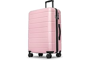 KYME Pink 28 Inch Luggage,Large Checked Hard Shell Suitcases with Spinner Wheels,Travel Rolling Luggage with TSA Lock Cup Holder for Women