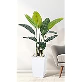 HAIHONG Bird of Paradise Artificial Plant 4FT, Faux Tropical Palm Tree with White Tall Planter, Large Fake Plants in Pot - Artificial Tree for Home Office Living Room Decor Indoor