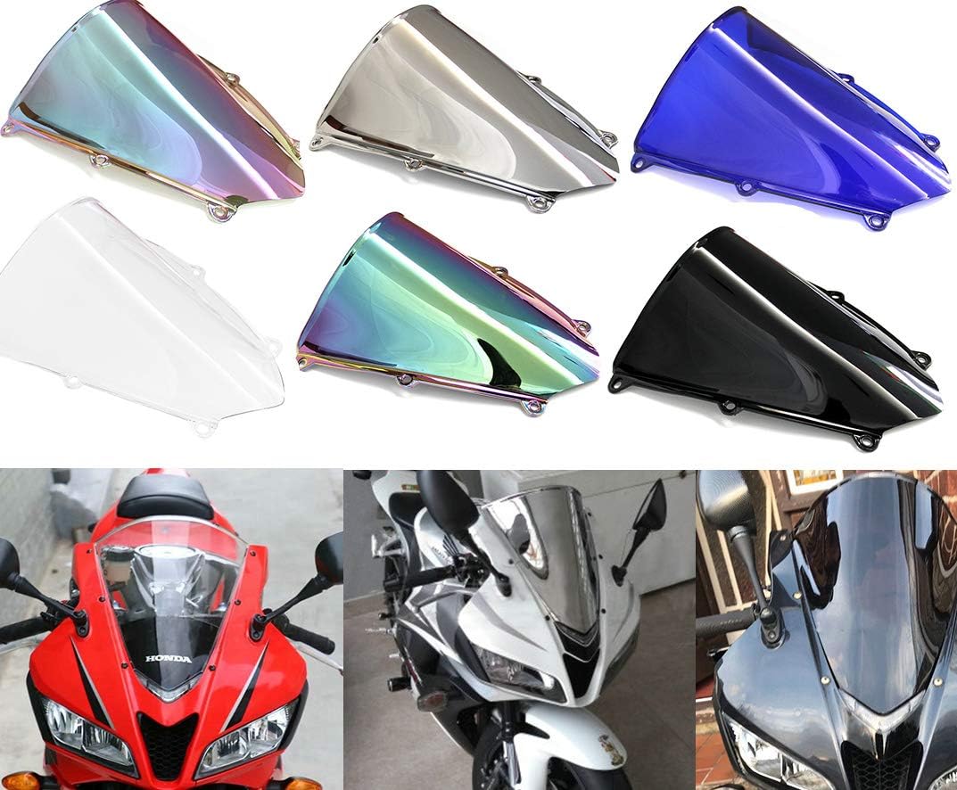 Motorcycle Double Bubble WindScreen Windshield Wind Deflectors Motorbike screen Airflow For Honda CBR600RR F5 CBR 600RR F5 2007-2012 (Black)