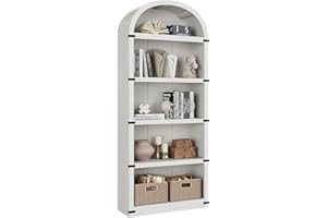 Ixidelu Modern Arched 5-Tier Bookshelf - 71" Tall Freestanding Wooden Bookcase with Open Display Shelving, Storage for Living