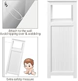 Yaheetech Free-Standing Bathroom Cabinet with Open Shelf White 66x35x90cm view 7