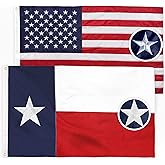 XIFAN Combo Pack: American Flag & Texas Flag 3x5 Outdoor, Heavy Duty 210D Nylon US & TX Flag, Strongest Longest Lasting with Embroidered Stars/Sewn Stripes/Brass Grommets