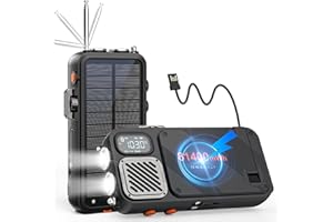 SEMMORN Emergency Radio&22000mAh Solar Power Bank, FM NOAA Weather Radio, Portable Hand Crank Bluetooth Radio, 20W Fast Charge Wireless Phone Charger, SOS Flashlight for Emergency/Home