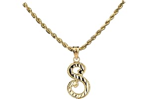 LoveBling 10K Yellow Gold Diamond Cut Cursive Initial Pendant Charms Available Letters from A to Z