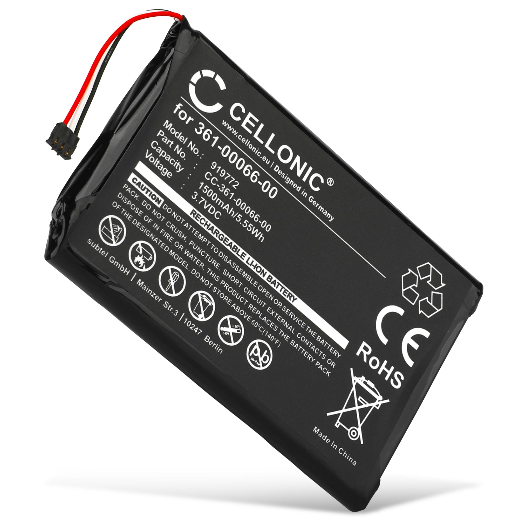 CELLONIC 1x Battery for GPS/Navigation Compatible with Garmin Camper 760LMT-D, Dezl 760, Camper 760, 361-00066-00 - (1500mAh, 3.7V)