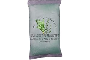 Paraffin Wax refill by Fleur De Spa - Infused with Acai, Coconut oil, Jojoba and Aloe USA Made (Rosemary, Mint & Eucalyptus, 1 pound)