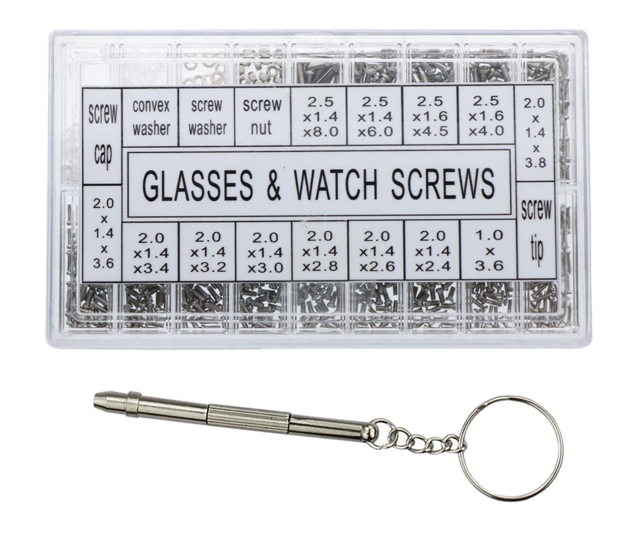 VAPKER 1000Pcs Micro Eyeglass Sunglass Spectacles Watch Repair Stainless Steel Screws Tool Kit with Screwdriver