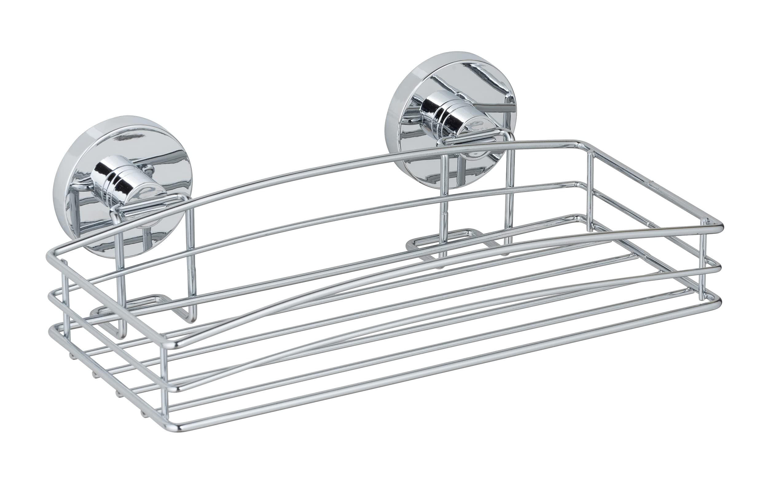 WENKO 20883100 Vacuum-Loc® wall shelf - fixing without drilling, Steel, 26 x 6.5 x 14 cm, Chrome