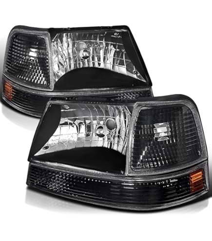 Pair Of Black Headlight Trim Bezels For 1992-1996 Ford Bronco, F150, F250, F350 – LH & RH Set