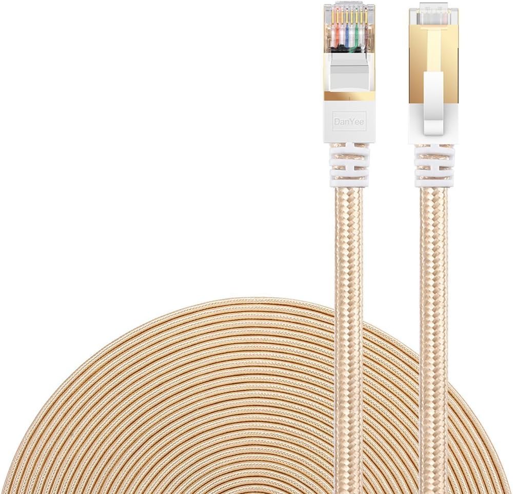 Cat 7 Ethernet Cable, DanYee Nylon 3ft CAT7 High Speed Professional  Gold  Plated Plug STP Wires CAT 7 RJ45 Ethernet Cable 3ft 10ft 16ft 26ft 33ft 50ft 66ft 100ft ( Gold  3ft)