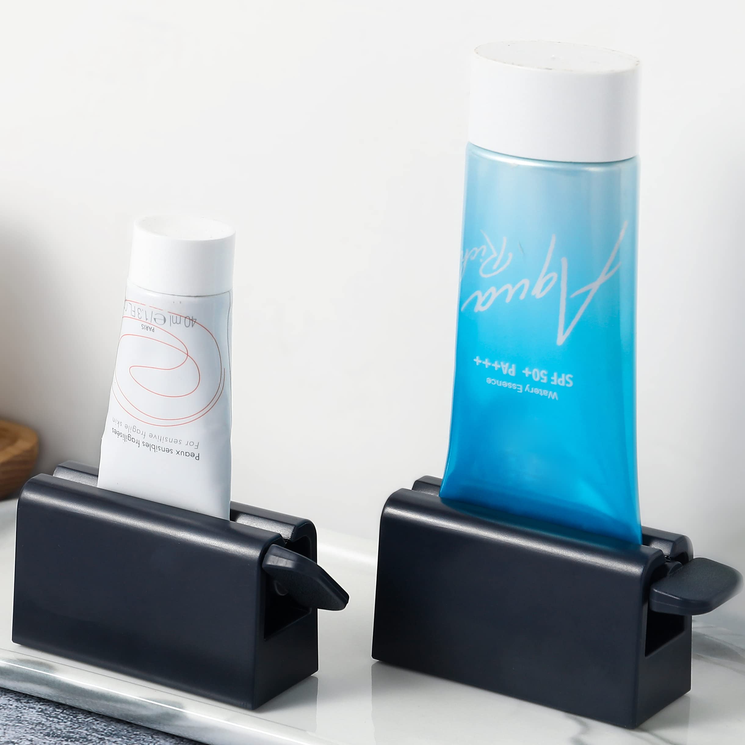 CORNERIA 2pcs Toothpaste Tube Squeezer Plus with Long Size 2.8IN - Premium ABS Plastic & Silicone pad Toothpaste Squeezer Rollers Even Tube Cosmetics, Tube Ketchup etc