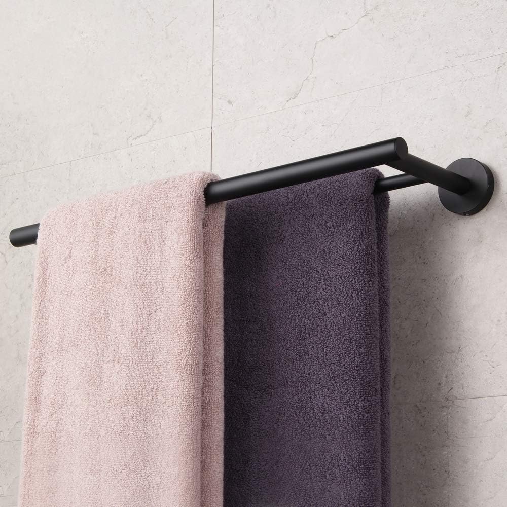 SUS 304 Stainless Steel Bathroom Hardware Set Matte Black 4 Pieces Bathroom Hardware Accessories Sets Wall Mounted Double Towel Bar Towel Holder Hook Toilet Paper Holder - - 
