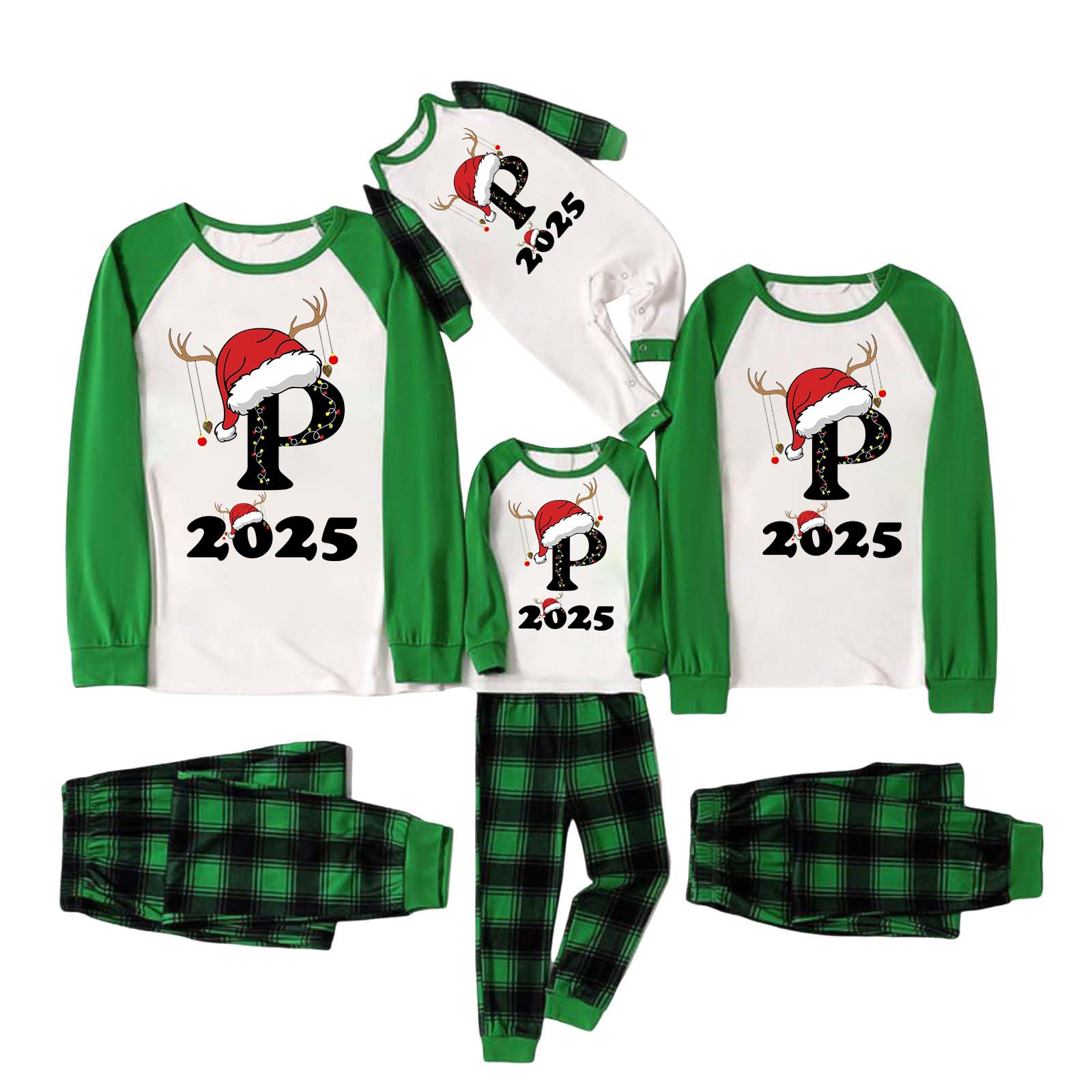 Christmas Pajamas Matching Sets for Family 2025 Initials 26 Letters Graphic Xmas Pjs Funny Family Soft Loungewear