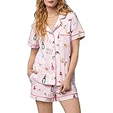 Bed Head PJs Womens Matching Pajamas - Soft Organic Short Sleeve Button Down PJ Shirt & Shorts Set - Sleepwear & Loungewear