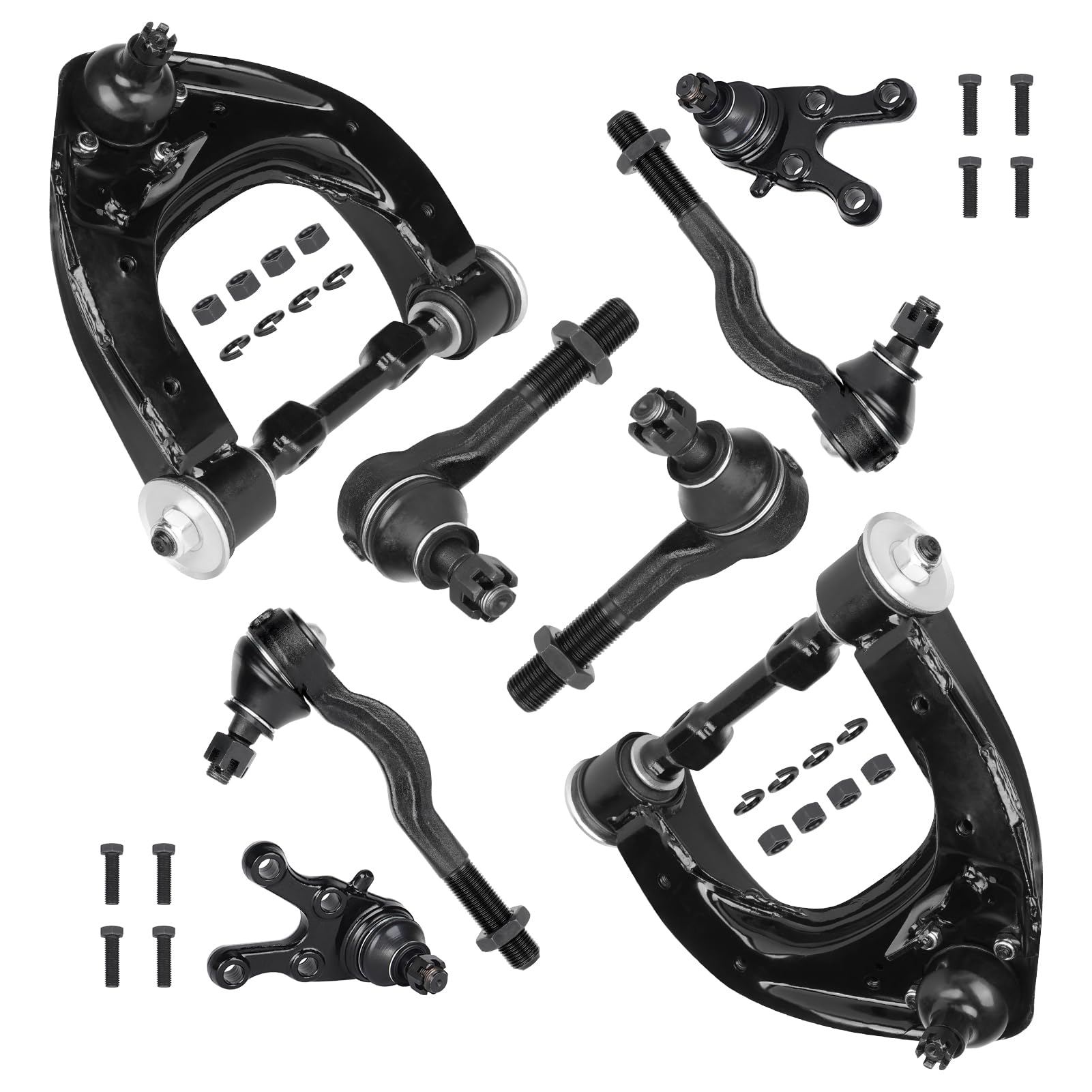 Photo 1 of 8pc Front Lower Control Arms Suspension Kit Fit for Mitsubishi for Montero 1994-2000 for Montero Sport 1997-2004 w/Ball Joint Tie Rod K9754 K9755 K620655 K620656 ES3386 ES3387