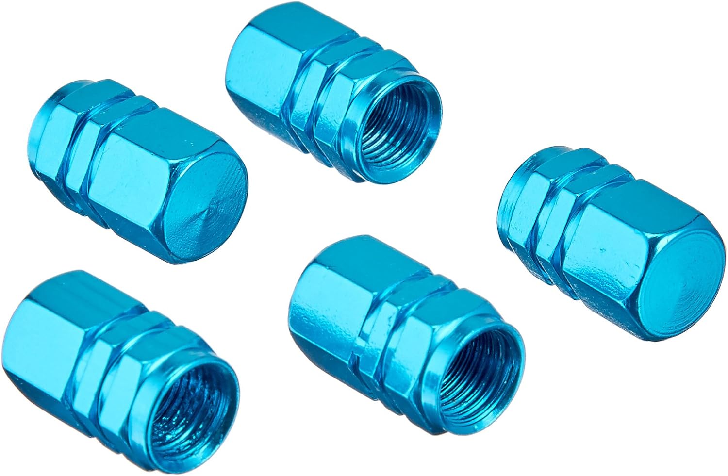 GODESON Light Blue Aluminum Tire Valve Stem Cap with Hexgon