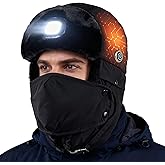 Connectyle Heated Trapper Hat with Rechargeable Battery & LED Light, Headlamp Winter Hat Faux Fur Ushanka Hunting Cap for Men