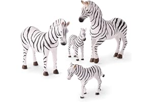 Terra by Battat – 4 Pcs Zebra Family – Realistic Plastic Safari Animals Figures – Zoo Animal Toys for Kids and Toddlers Age 3+