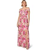 Adrianna Papell Womens Printed Off-Sholder Dress