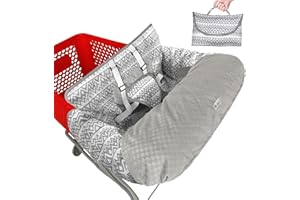 Babyezz Shopping Cart Cover for Baby Boy or Girl, Soft Velvet Cart Cover for Babies, 2 in 1 Cotton High Chair Cover, Portable and Machine Washable Grocery Cart Cover for Baby, Toddler (Grey Plaid)