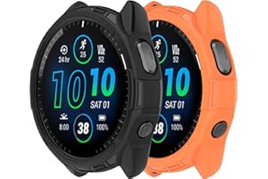 CHOFIT Cover Compatible with Garmin Forerunner 965 Case Soft TPU Anti-Scratch Bezel Bumper Frame Coverage Protective Shell Watch Accessories(Black&Orange)