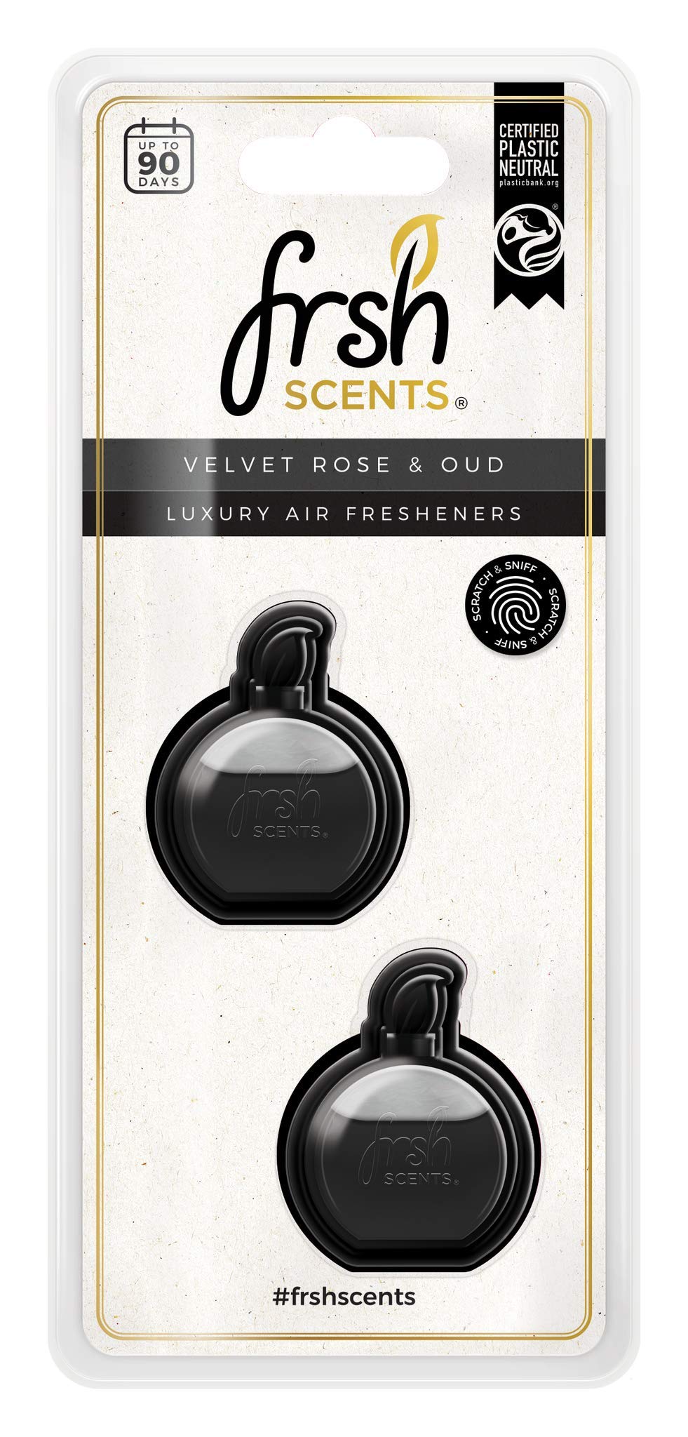 FRSH Scents FR9156 Velvet Rose & Oud x2 Mini Vent Clip Deluxe Diffuser Air Freshener - Lifespan of Upto 90 Days - Ideal for Any Sized Car vent