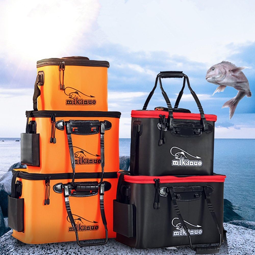 Fishing Bucket EVA Fishing Water Bucket Collapsible Live Fish Box Water Container for Traveling Hiking Fishing Boating