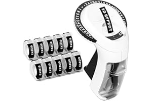 EazeID Embossing Label Maker Machine with 10 Tapes Black, Vintage Manual Labeler, 3D Embossed Label Maker Waterproof-Labels for Scrapbooking, Home Office & Kids School Items