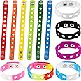 MTLEE 12 Pieces Silicone Wristbands Adjustable Rubber Bracelets Colorful Cute Charm Bracelets with Holes for Shoe Charm Boys Girls Birthday Party Award