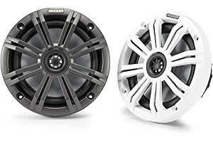 KICKER KM65 6.5-Inch (165mm) Marine Coaxial Speakers with 3/4-Inch (20mm) Tweeters, 4-Ohm, Charcoal and White Grilles