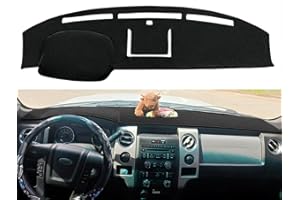 Yiz Dash Cover Mat Custom Fit for Ford F150 Raptor 2009 2010 2011 2012 2013 2014 with Light Sensor Dashboard Cap Pad Carpet Protector(09-14 Black) J21