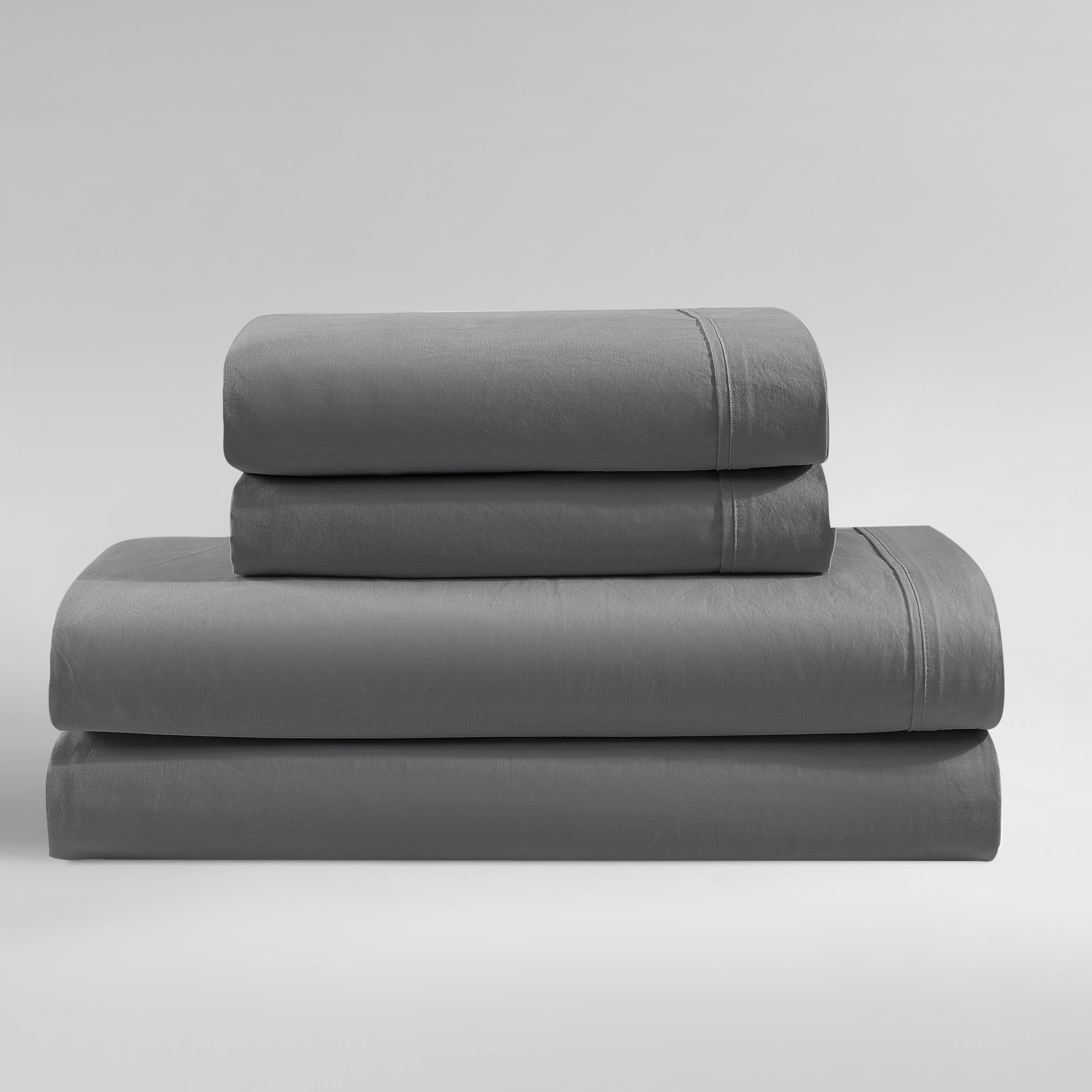 Photo 1 of ***READ CLERK NOTES*** Calvin Klein - King Sheet Set, Crisp & Tailored Cooling Sheets with a Cotton Percale Lightweight Feel, Deep Pockets - Bed Sheets with Matching Pillowcases & Fitted Sheet (Washed Percale Graphite)