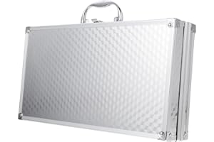 VICASKY Aluminum Briefcase, Silver Carrying Case Laptop Briefcase Hard Briefcases Tool Box for Men Small Aluminum Case Tools Parts and Accessories