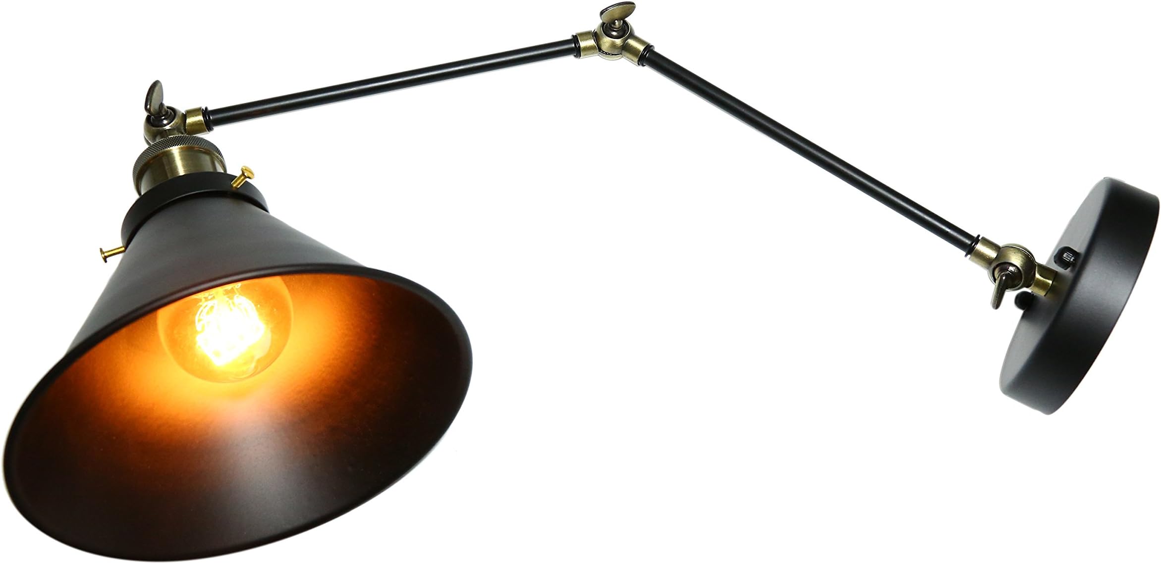 Lampop Vintage Wall Light Adjustable Double Swing Arm Industrial Wall Lamp Retro Wall Sconce E27 for Living Room Dining Room Loft Coffee Bar Restaurant (Bulb not Included)