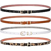 SANSTHS 4 Pack Women Thin Belts for Jeans Dresses Coats Skinny Women Belt with Gold Alloy Buckle