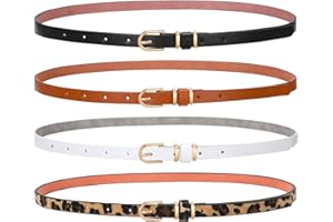 SANSTHS 4 Pack Women Thin Belts for Jeans Dresses Coats Skinny Women Belt with Gold Alloy Buckle