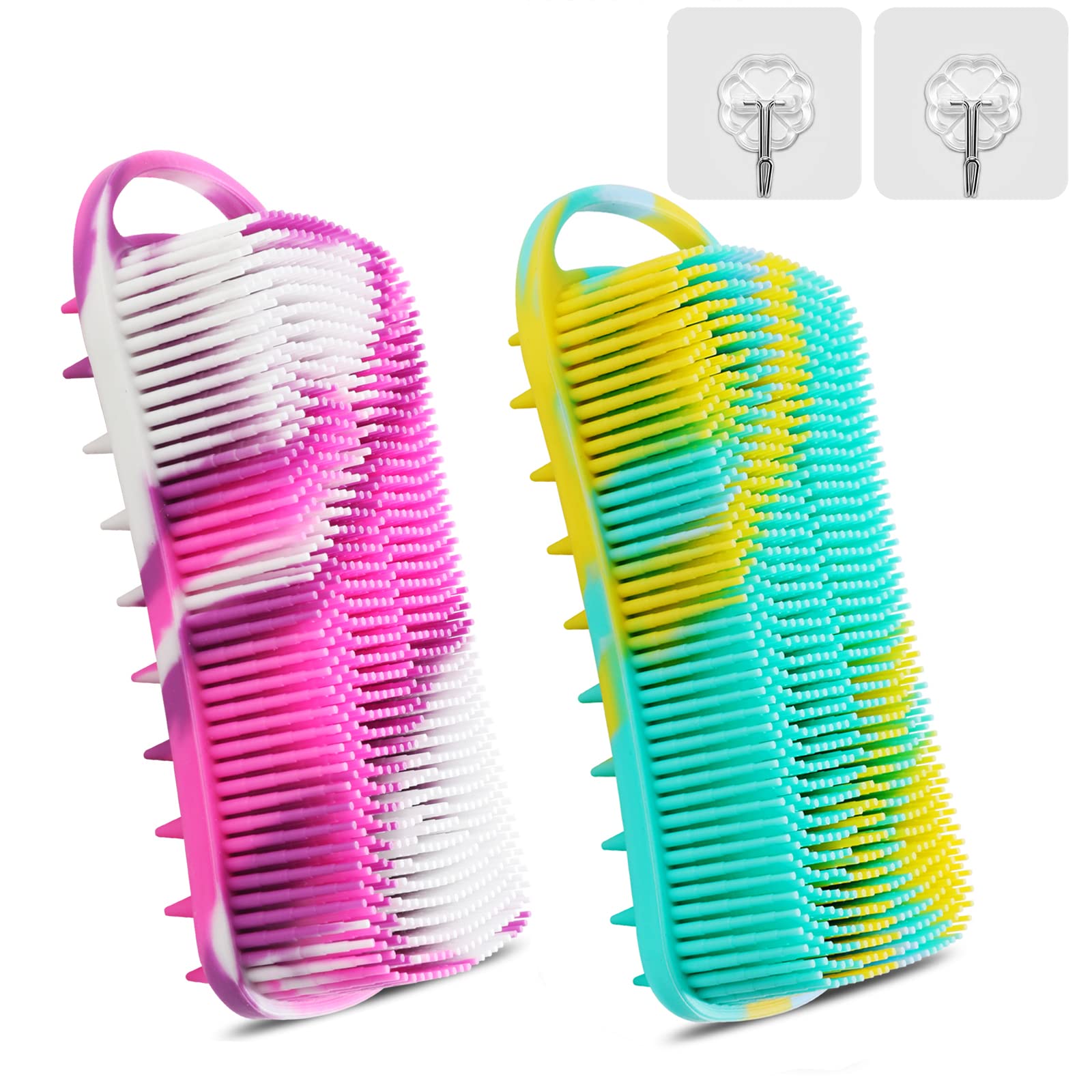 2PCS Silicone Body Scrubber, Loofah for Women, Gentle Exfoliating Shower Cleaner Bath Brush, Rubber Body Wash Deep Cleaning & Exfoliator & Massage, Travel-Friendly for Bathroom