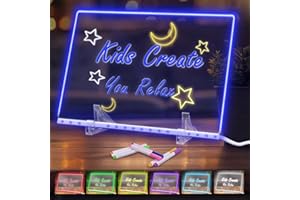 THKAILAR Lumi Drawing Board for Kids - cosmody Led Board with 7 Colors & 4 Modes, lumiboard Glow Writing Magic Board with Markers, for Christmas Gift Creative Play 12x8 Inch