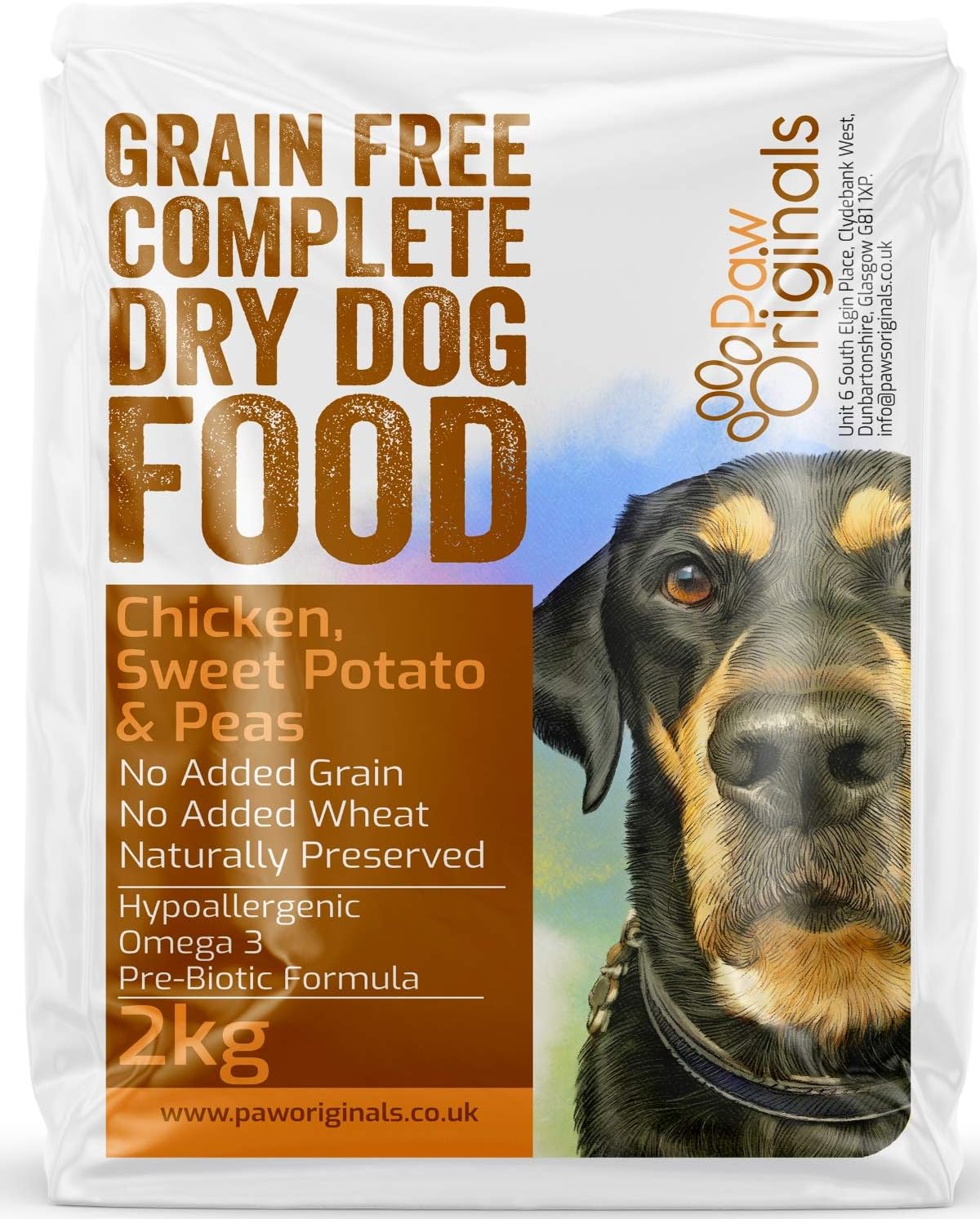 100% Grain Free Complete Dry Dog Food - Chicken, Sweet Potato & Peas - Pre-Biotic Formula - Omega 3 - Hypoallergenic - Promotes Coat, Skin, Joint and Brain Health - Perfect For Sensitive Stomachs