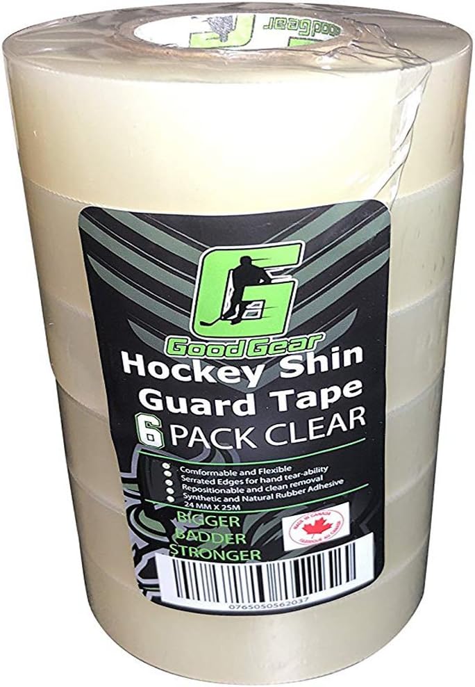 Good Gear Clear Hockey Tape. Poly Sock Tape. Easy Stretch, Easy Rip. 6 Pack. - Made in North America for Hockey : Sports & Outdoors