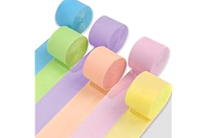 UNIIDECO Crepe Paper Streamers 6 Rolls Pastel Rainbow Streamers for Birthday Baby Shower Gender Reveal Wedding Graduation Par