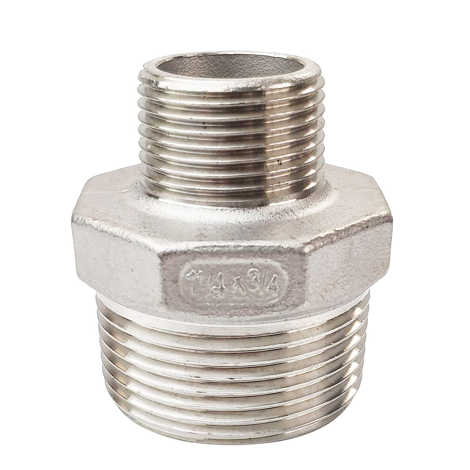 Photo 1 of LOZOME 1-1/4" x 3/4" Male Hex Nipple Threaded Reducer Connector Pipe Fitting Adapter,Stainless Steel 304 NPT