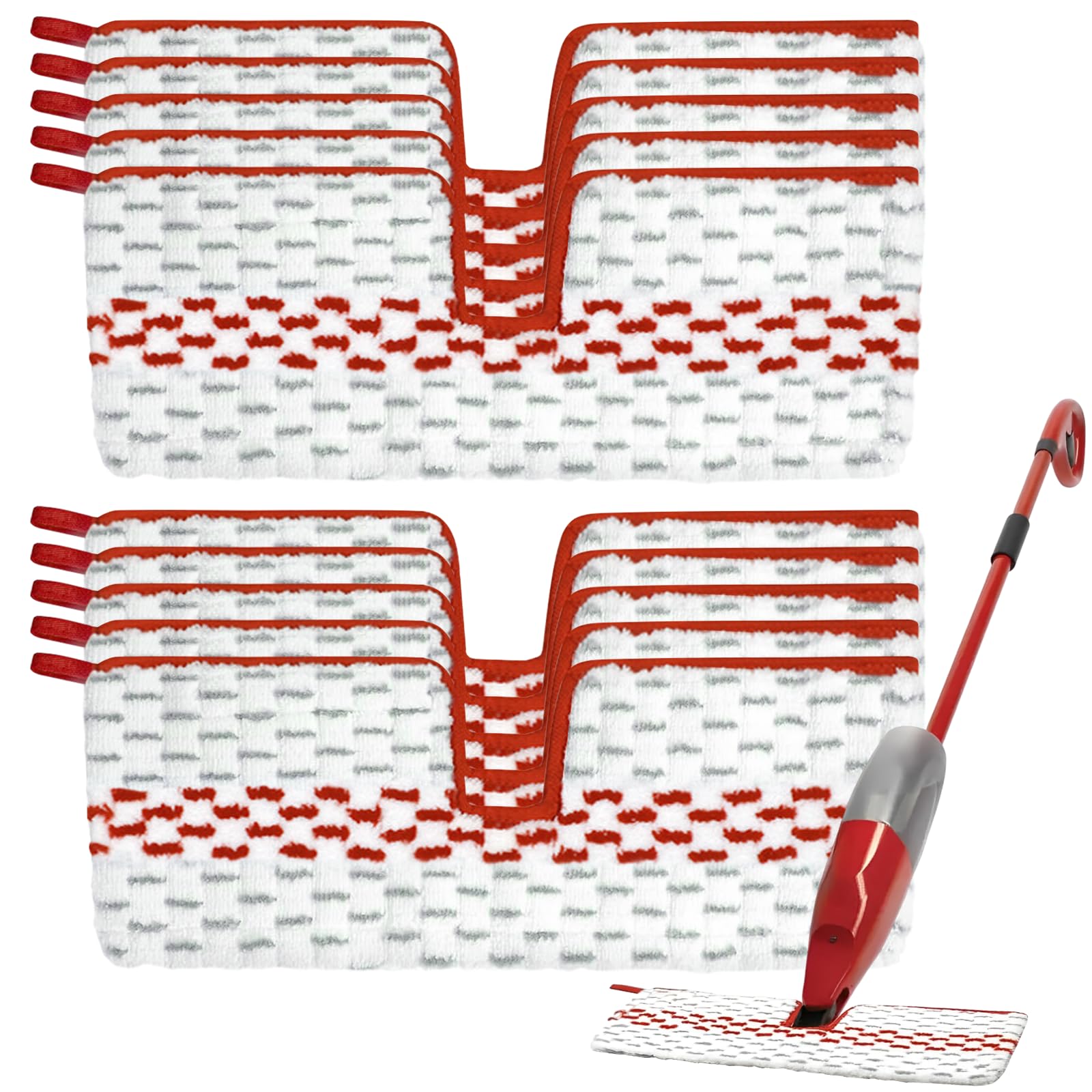 Photo 1 of 10 Pack – Double-Sided Microfiber Reusable Cleaning Pads, Compatible with O Cedar ProMist MAX Spray Mop Pads, Washable Mop Refills for Hardwood Floors & Tile