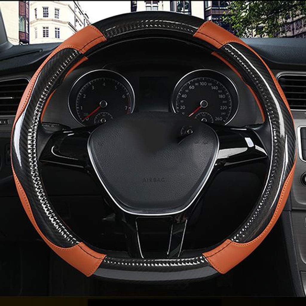 Carbon Fiber D-Type Universal Car Steering Wheel Cover Diameter 38cm Breathable Comfort Durability Safety Anti-Slip