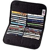 iN. Slim credit card holder wallet, Gift card display case, Minimalist light thin card storage case rfid blocking for men & women, with 28 slots in black