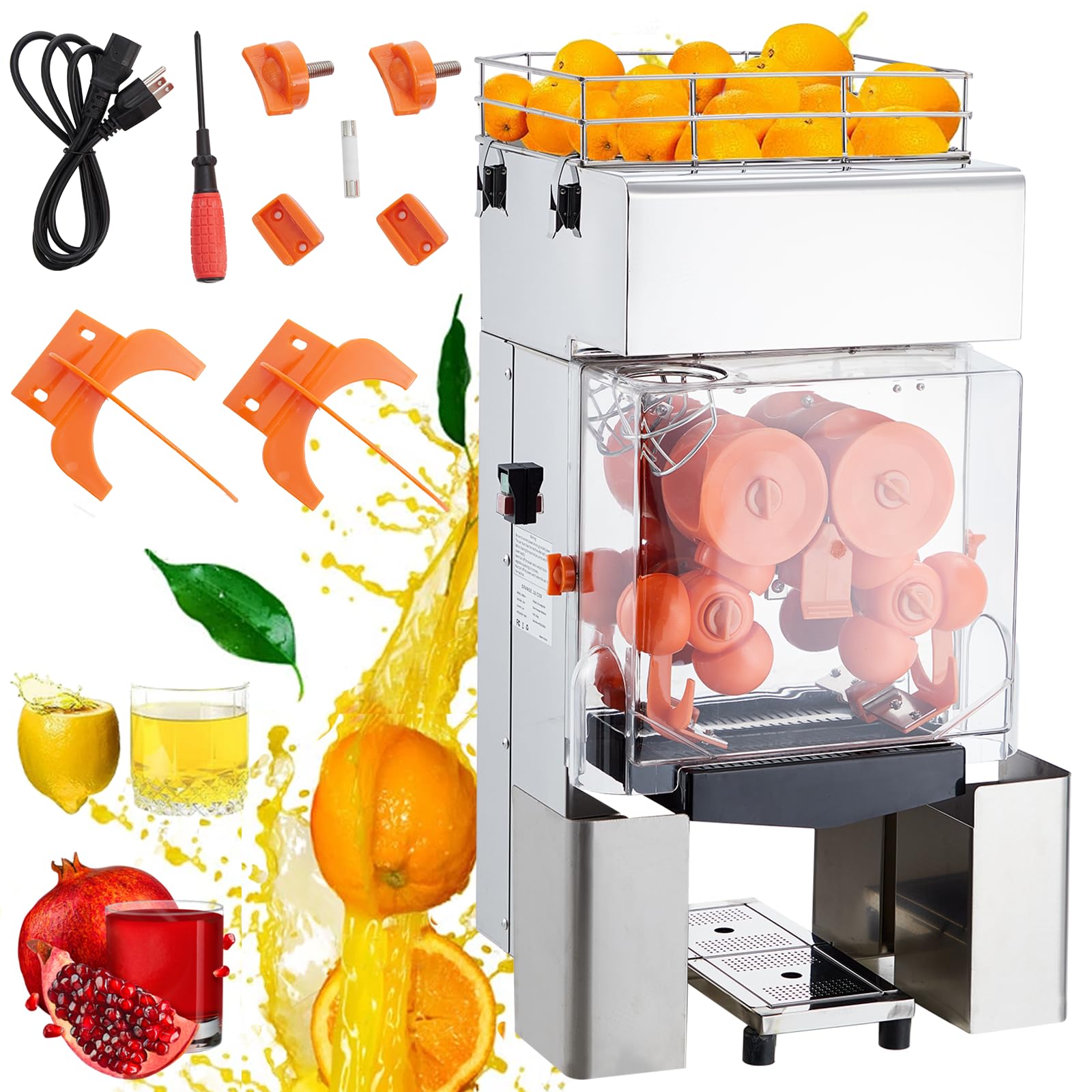 Photo 1 of *****It won't turn on***** Garvee Commercial Juicer Machine, 110V Automatic Feeding Juice Extractor, 120W Orange Squeezer for 20-30 per Minute, with Pull-Out Filter Box SUS 304 Tank PP Cover and Two Peel Collecting Buckets