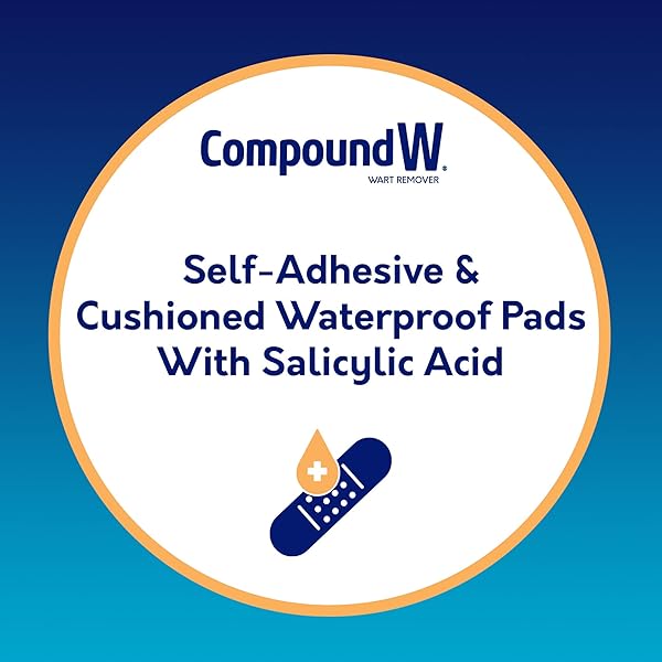 COMPOUND W MAXIMUM STRENGTH ONE STEP PLANTAR WART FOOT PADS WITH SALICYLIC ACID, SELF-ADHESIVE, CUSHIONED AND WATERPROOF PLANTAR WART TREATMENT, 20 COUNT