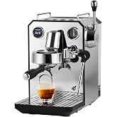 Gemilai Owl Espresso Machine, 15 Bar Professional Semi-Automatic Espresso Maker with Milk Frother Steam Wand &amp; 57oz Removable Water Tank, Dual Display, for Cappuccino, Latte, G3006, Stainless Steel