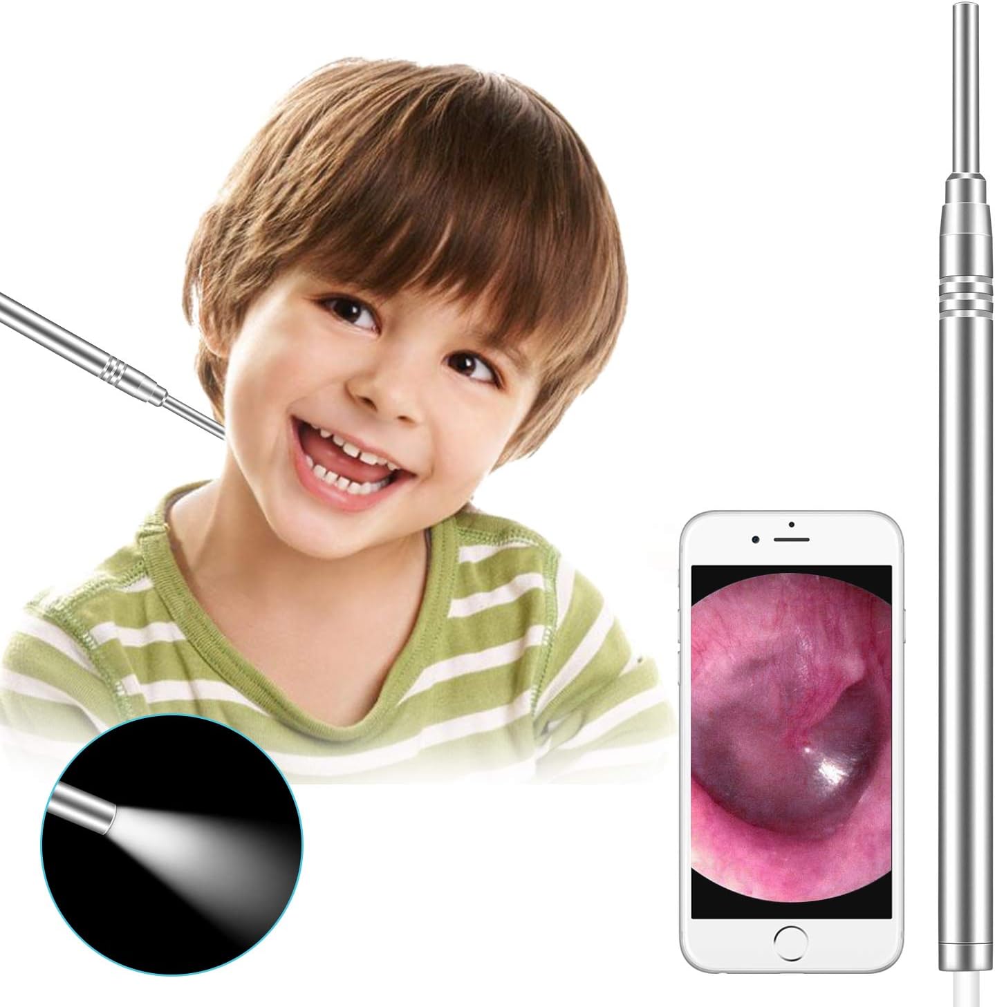 Otoscope Ear Cleaning Kit for Android, 3.9mm Diameter HD Ear Scope Camera Earwax Removal Kit Otoscope Set Endoscope Ear Pick Cleaning Tools Ear Cleaner for Android, Window and Mac (Not for iPhone)